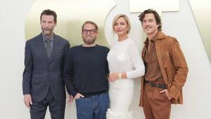 Keanu Reeves, Jonah Hill, Cameron Diaz und Matt Bomer (v.l.n.r.) auf dem Apple-TV-Pressetag.