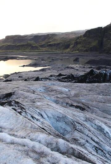 Sonne fällt auf den Solheimajökull