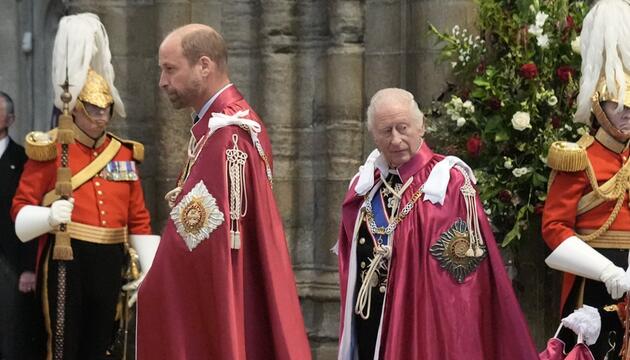 Prinz William und König Charles bei dem Gottesdienst in der Westminster Abbey.