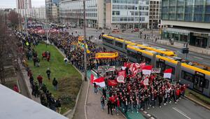 Fußballfanszene demonstriert in Leipzig