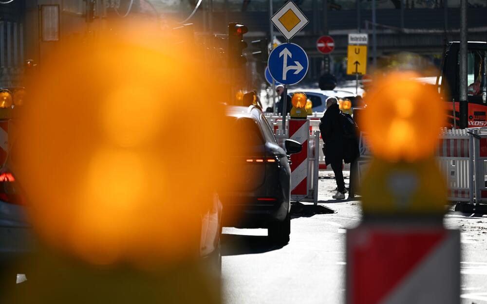 Straßenbaustelle in Frankfurt am Main