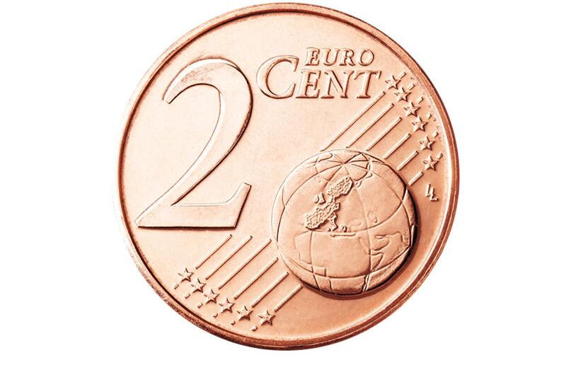 Die Vorderseite der 2-Cent-Münze