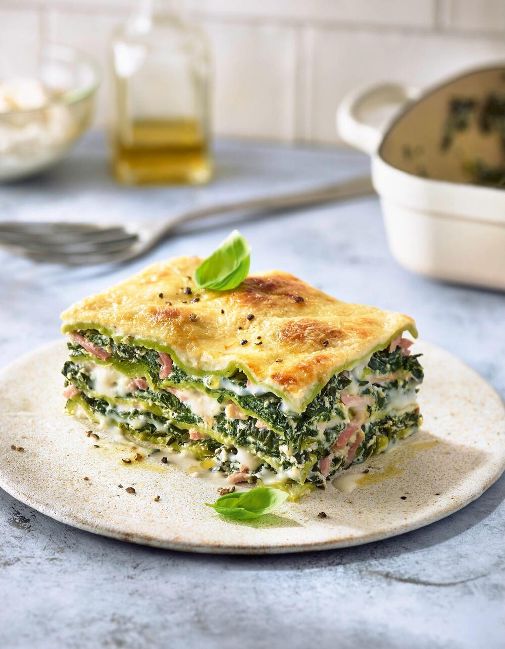 Grüne Lasagne mit Spinat-Ricotta-Füllung