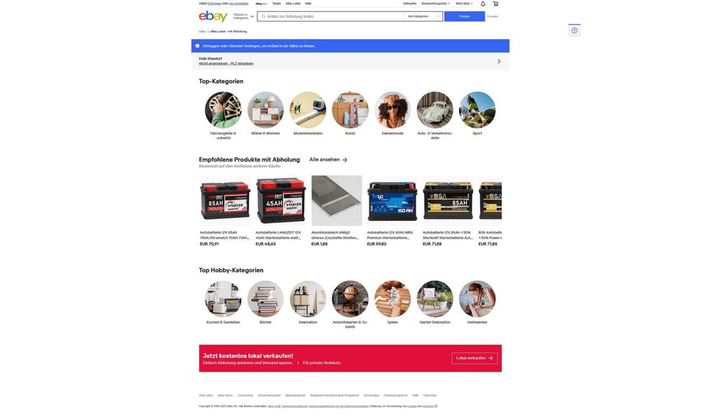 Screenshot "Ebay lokal"