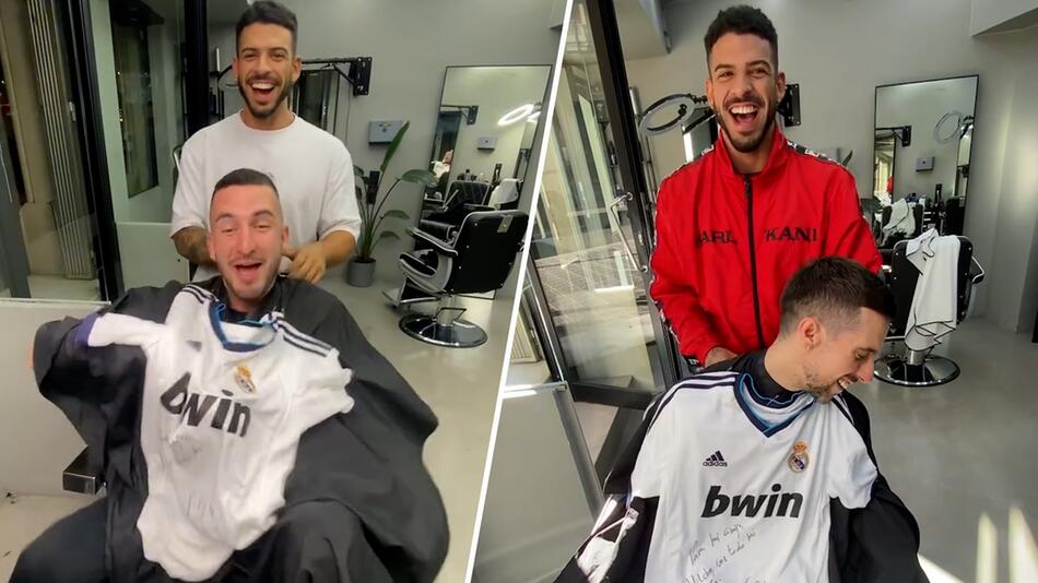 Lustige Aktion: Friseur aus Barcelona prankt Kunden mit Real Madrid Trikot