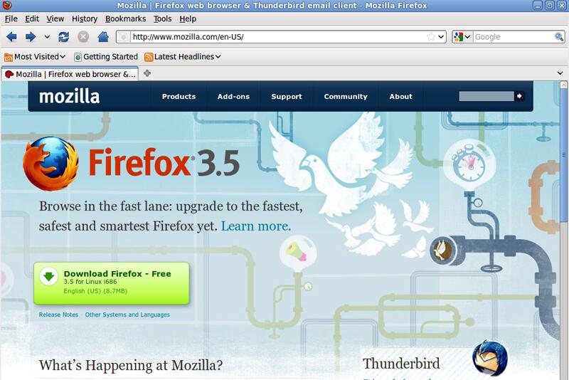 Screenshot von Firefox 3.5