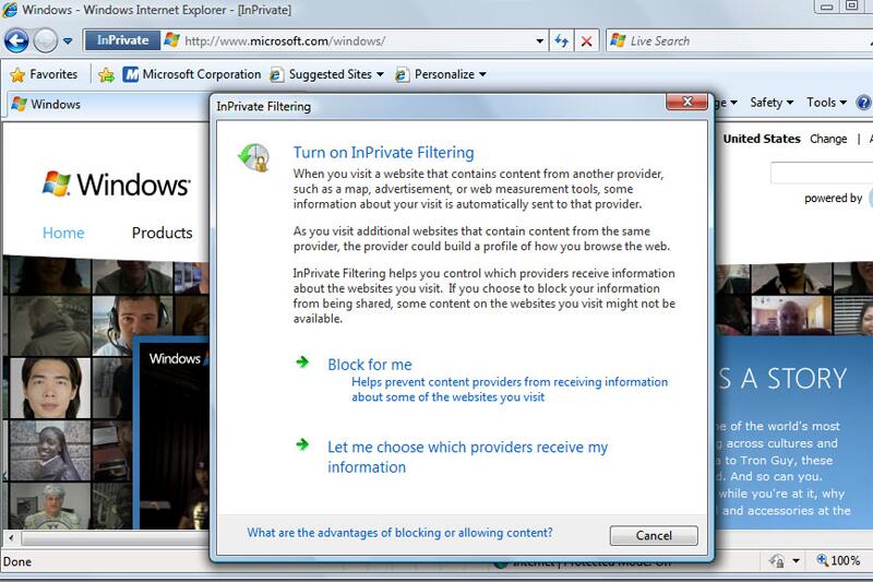 Screenshot vom Internet Explorer 8