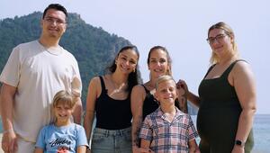 Danni Büchner mit ihren Kindern Volkan (v.l.), Jenna, Jada, Diego und Joelina. Am 10. Juli 2025 ...