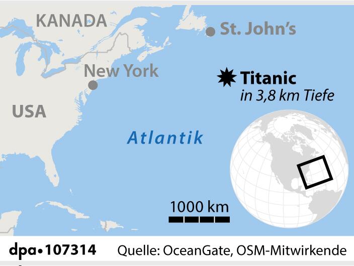 Grafik-Karte Nr. 107314, "Fundort des Titanic-Wracks"