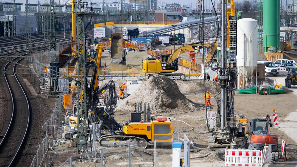 Eine Baustelle an der neuen Stammstrecke 2 in München.