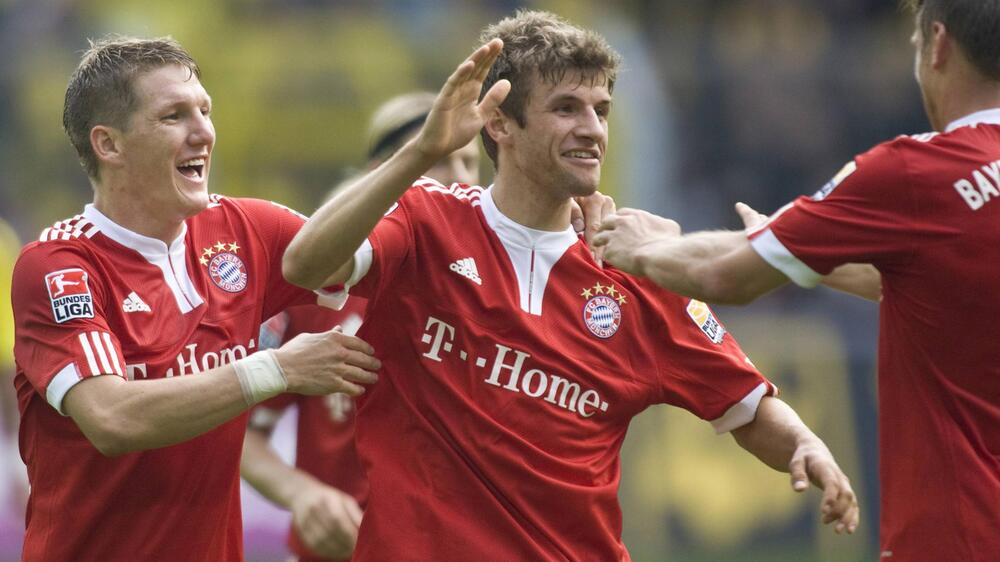 Bastian Schweinsteiger, Thomas Müller und Ivica Olic in guten alten Bayern-Zeiten.