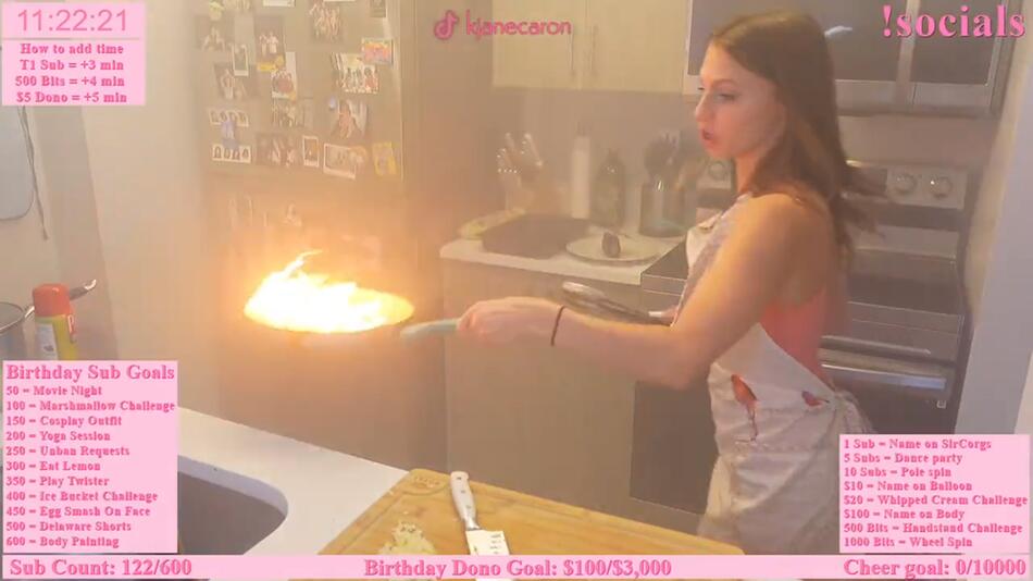 Fett-Explosion während Kochvideo: Influencerin setzt ihre Küche in Brand