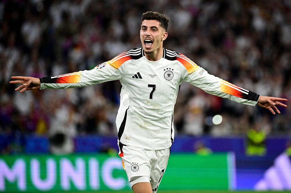 DFB-Nationalspieler Kai Havertz feiert sein Elfmetertor gegen Schottland