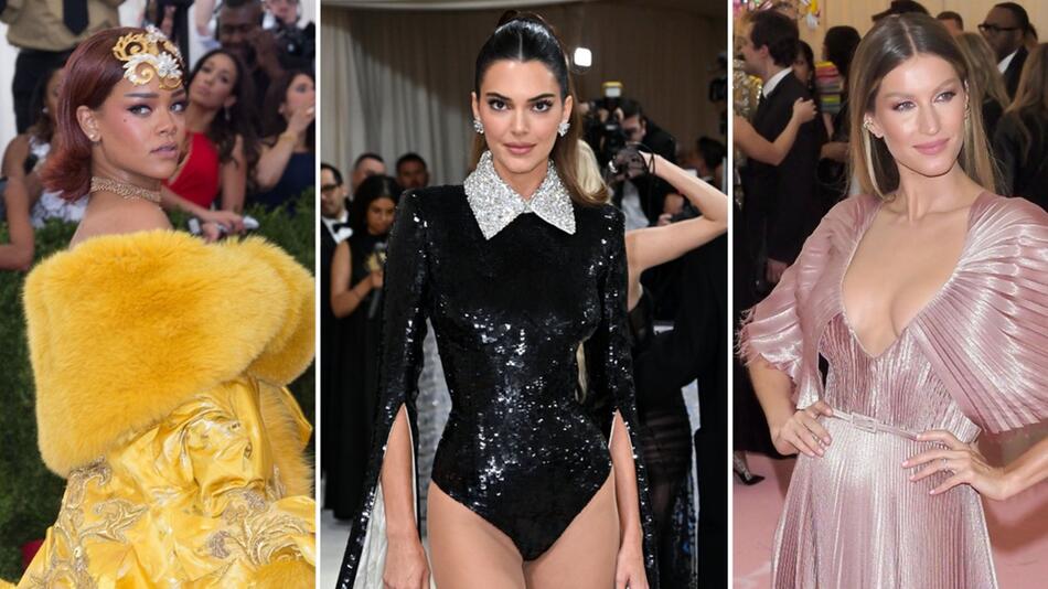 Rihanna, Kendall Jenner und Gisele Bündchen (v.l.) sollen 2024 wieder zu Gast bei der Met Gala sein.