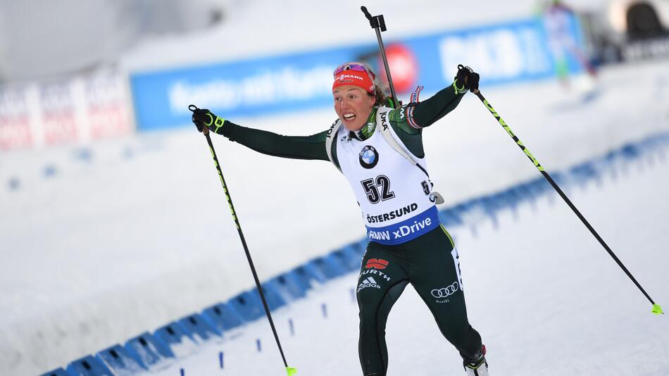 Biathlon, Biathlon-WM, Östersund, Sprint, Frauen, Laura Dahlmeier, Bronze, Ziel