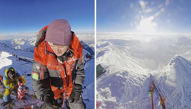 Ganz oben: Tourist filmt sich auf dem Gipfel des Mount Everest