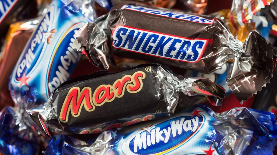 Bekannte Markenprodukte: Mars, Snickers und Milky Way.