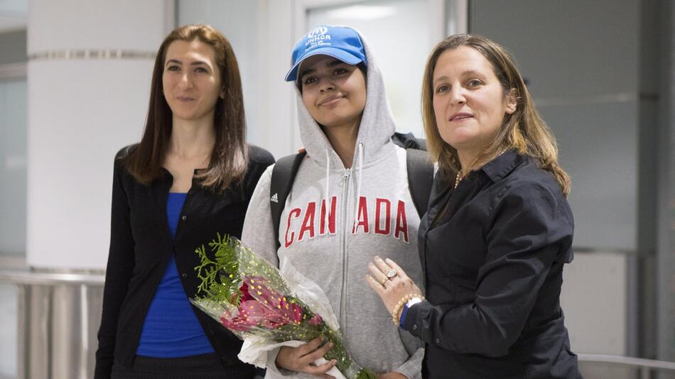 Rahaf Mohammed el-Kunun kommt in Kanada an