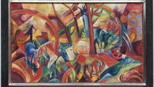 Bild "Rotes Bild mit Pferden" 