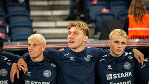 V.l.n.r.: Albert Grönbaek, Rasmus Hojlund und Victor Froholdt im September 2025