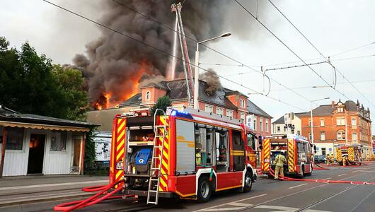 Feuer im früheren Operettenhaus in Dresden