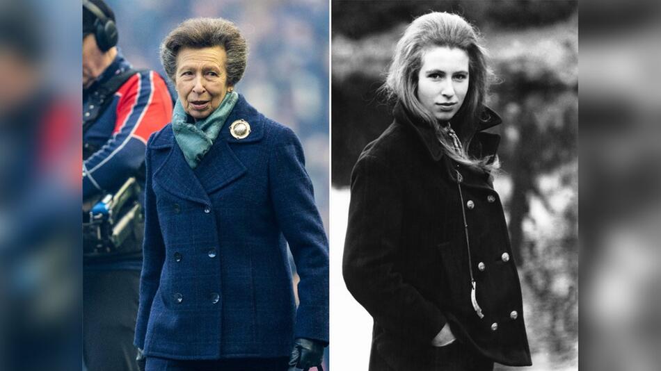 1970 vs. 2025: Prinzessin Anne setzt auf den gleichen Mantel wie in jungen Jahren.