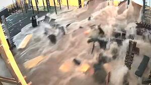 Sekunden des Schreckens: Flut bringt Wand von Fitnessstudio zum Einsturz