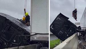In Truck über Abgrund gefangen: Fahrer aus Lebensgefahr in Kentucky gerettet
