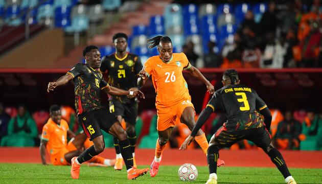 Leipzigs Yan Diomande beim Afrika-Cup-Spiel der Elfenbeinküste gegen Kamerun.