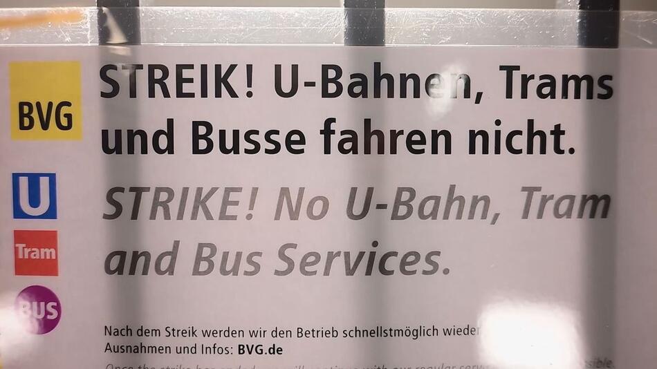 Streik legt Berlin lahm: BVG fährt den ganzen Tag nicht