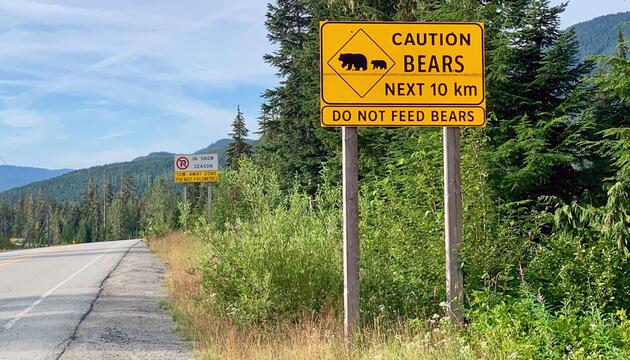 Schild in Whistler weist auf Bären hin