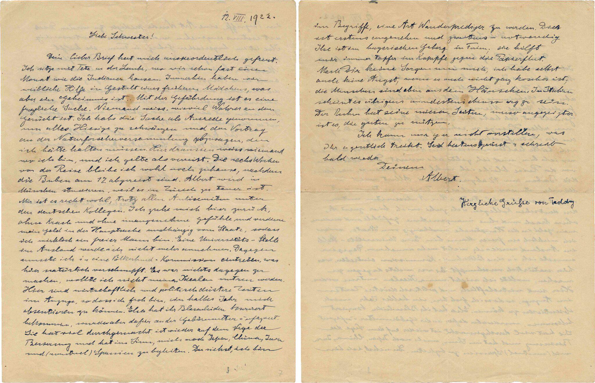 Brief Von Albert Einstein Für Knapp 28400 Euro Versteigert Webde