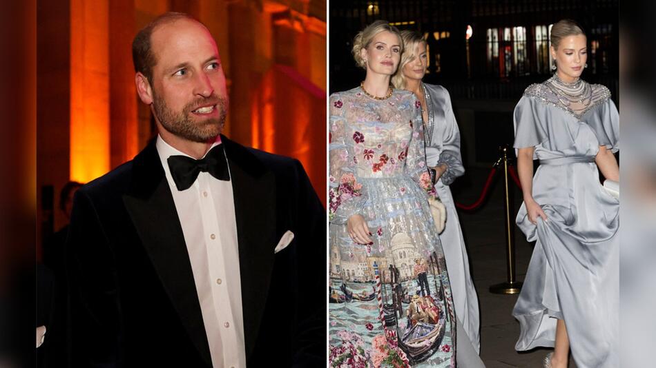 Prinz William besuchte mit Lady Kitty Spencer (l.), Lady Eliza Spencer und Lady Amelia Spencer ...