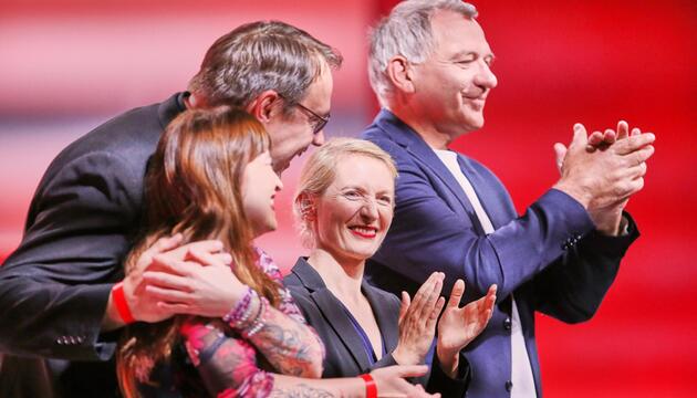 Heidi Reichinnek, Sören Pellmannn, Ines Schwerdtner, Jan van Aken (von links)