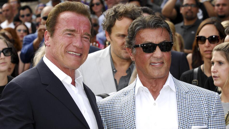 Arnold Schwarzenegger (l.) und Sylvester Stallone
