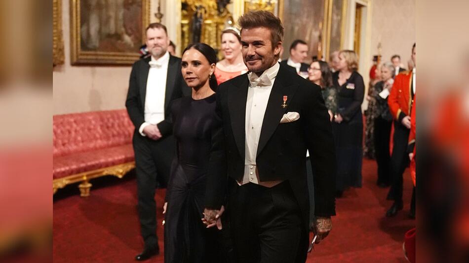 Victoria und David Beckham Hand in Hand beim Staatsbankett im Buckingham-Palast.