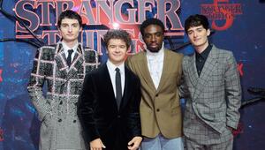 Finn Wolfhard (l-r), Gaten Matarazzo, Caleb McLaughlin und Noah Schnapp
