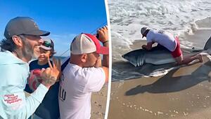 Gewaltiger Fang am Haken: Angler zieht Weißen Hai aus dem Meer