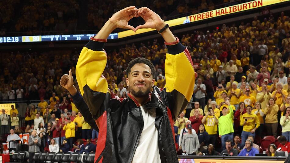 Tyrese Haliburton besucht seine alte Uni Iowa State in Ames, Iowa.