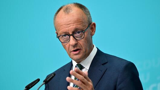 Der CDU-Vorsitzende Friedrich Merz während einer Rede