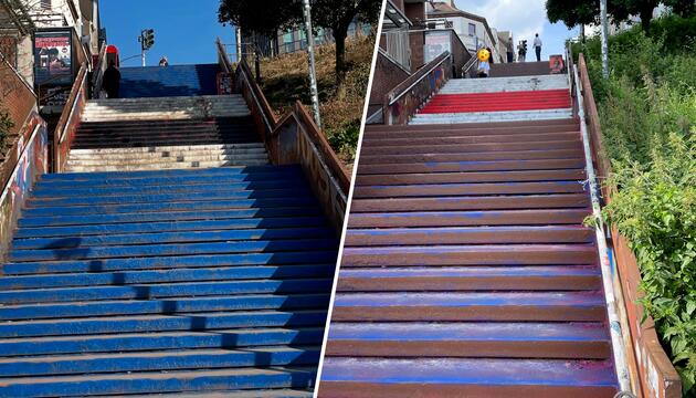 Updates auf Instagram: Die Davidtreppe wird täglich neu gefärbt