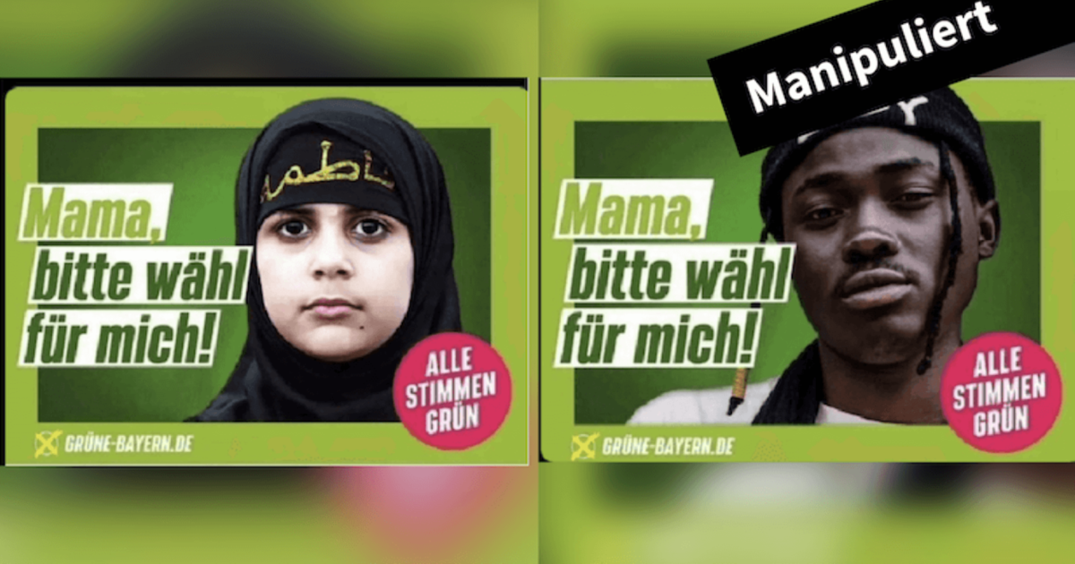 Grünen Plakate mit Migrantenkindern zur Bayern Wahl sind gefälscht WEB DE