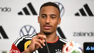 Jamie Leweling bei der DFB-Pressekonferenz am Dienstag.