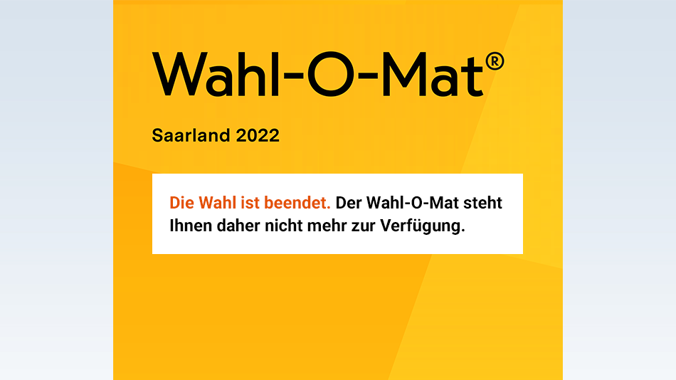 Der Wahl-O-Mat zur Landtagswahl im Saarland 2022 ist beendet.