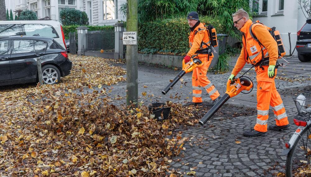 Beginn der Laubsaison der Hamburger Stadtreinigung