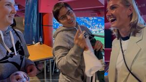 Zwei Schweizer Fans kommen extra zum Deutschlandspiel nach Basel, um ihr Idol Alex Popp zu treffen.