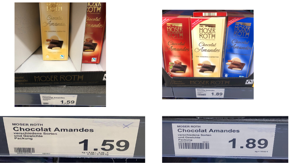 Moser Roth Chocolat Amandes - Cioccolato Aldi Nord - Imballaggio ingannevole