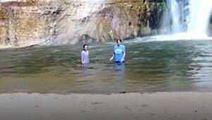 Felsbrocken krachen ins Wasser – Touristinnen an Wasserfall haben riesiges Glück