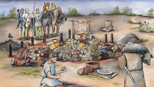 Rekonstruktion der Bestattung in Gomolava