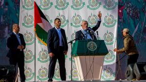 Hamas-Anführer Jihia Sinwar hält eine Ansprache an seine Anhänger